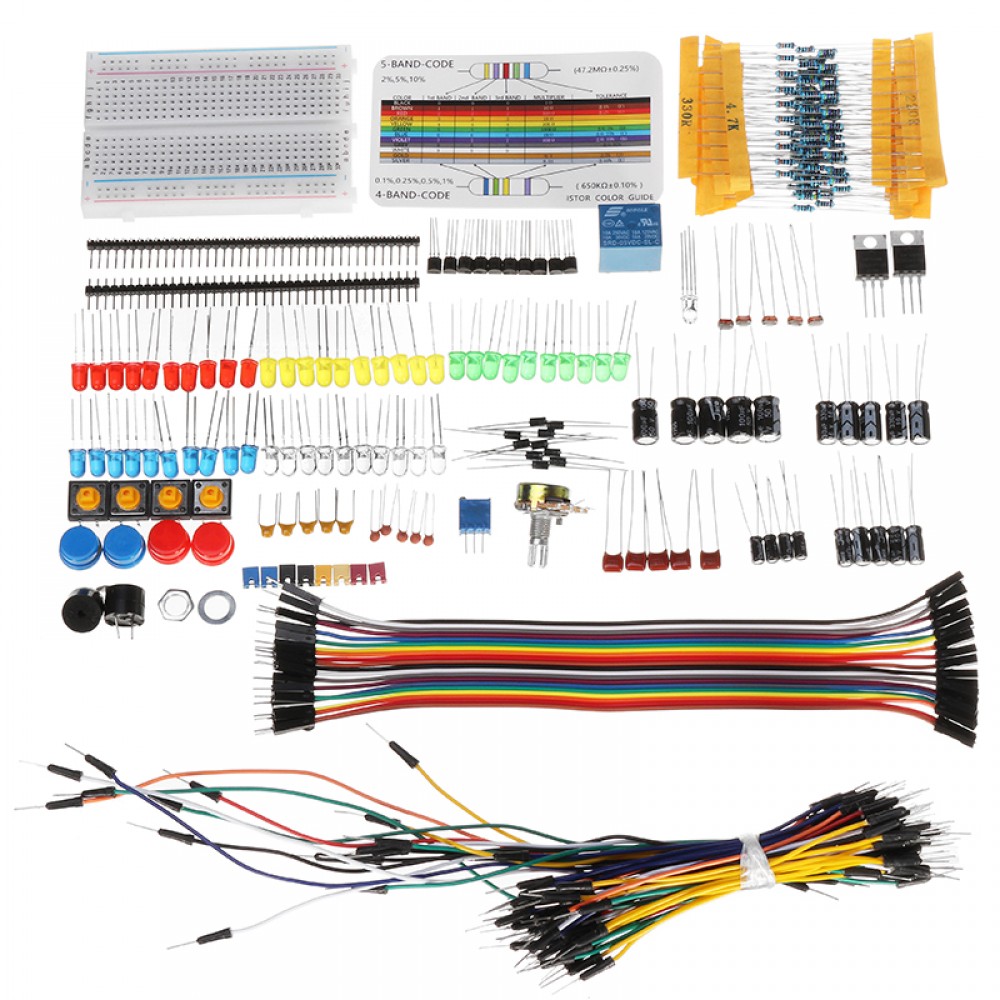 Electronic Components Base Kit With Breadboard Resistor Capacitor LED Jumper Cable For Arduino With Plastic Box Package