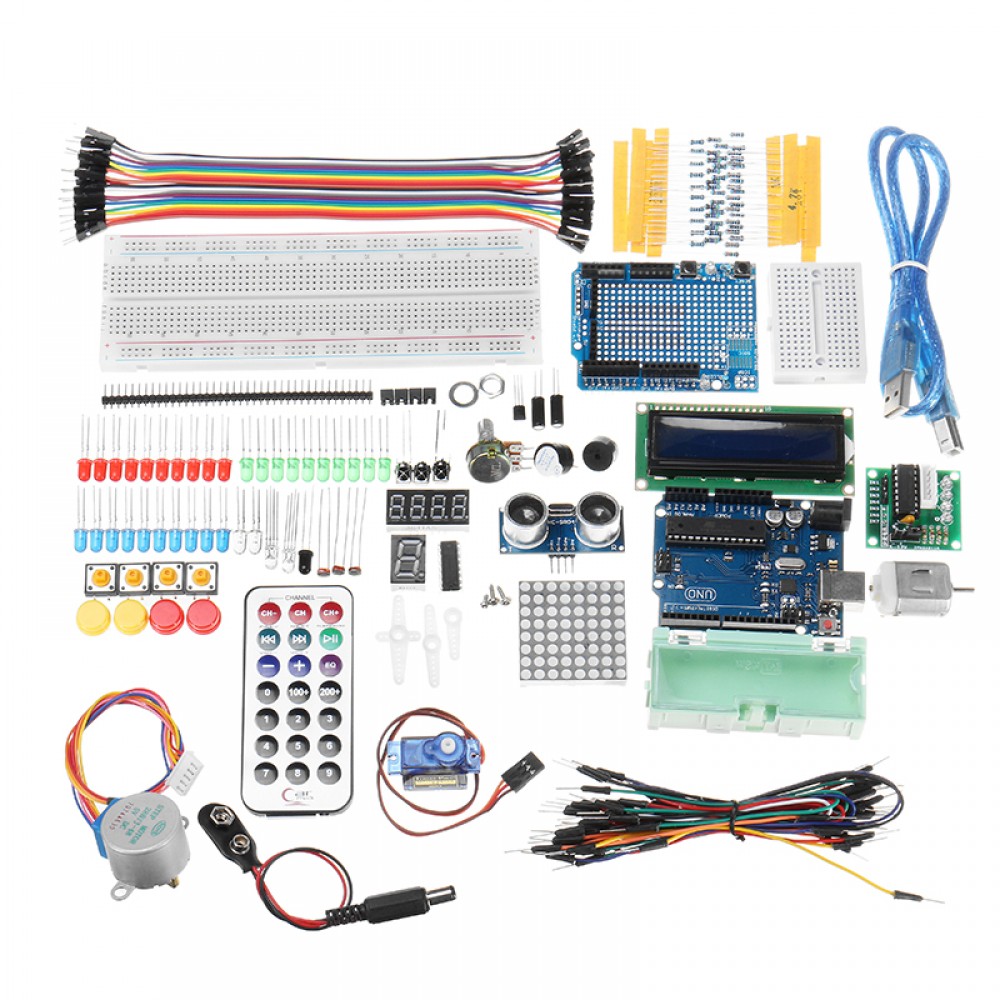 Basic Experimental Kit With UNO R3 DC Motor LCD1602 Display For Arduino With Plastic Box Package