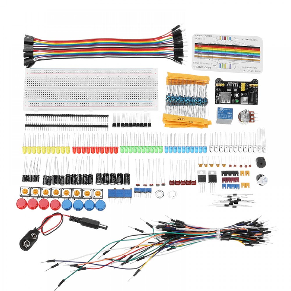 Electronic Components Junior Kit With Resistor Breadboard Power Supply Module For Arduino With Plastic Box Package