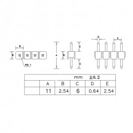 5 PCS 2.54mm 40 Pin Breakaway Straight Male Header